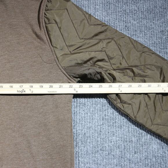 Hurley Quilted Hoodie Mens Large Brown Quilted Sleeves Surf Y2K Retro Full Zip - Picture 7 of 8